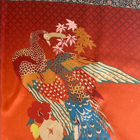 Johnny Was scarf silk peacocks - Picture 3 of 6
